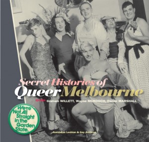 Group of men in drag at 1940s party
